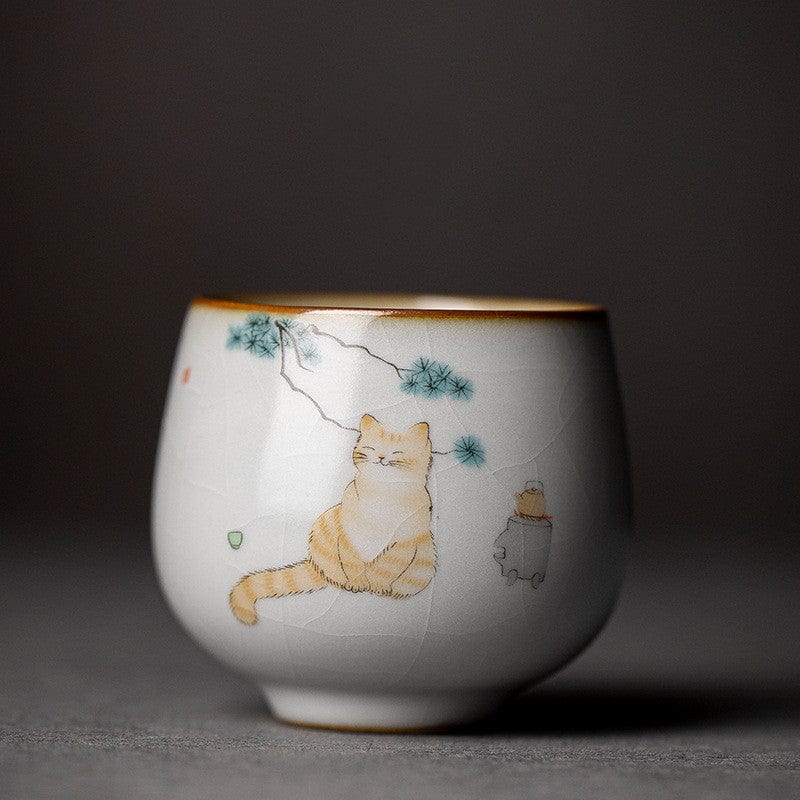 TEA TIME ESSENTIALS TEA Snow Cat Vintage Ru Kiln Petite Harmony Tea Cups