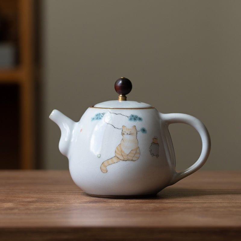 TEA TIME ESSENTIALS TEA Snow Cat Vintage Ru Porcelain Tea Pot Collection