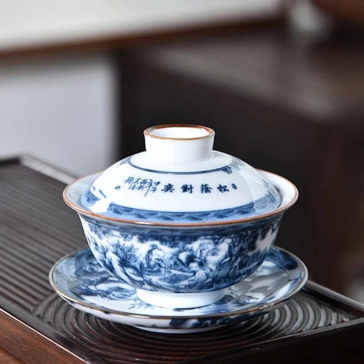 TEA TIME ESSENTIALS TEA Songyin Gaming Blue and White Harmony Gaiwan Collection