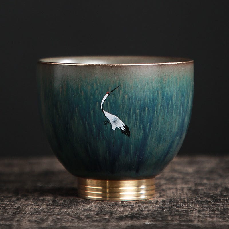 TEA TIME ESSENTIALS TEA Suddenly Looking Back "Crane Serenity" Stoneware Tea Cup Collection