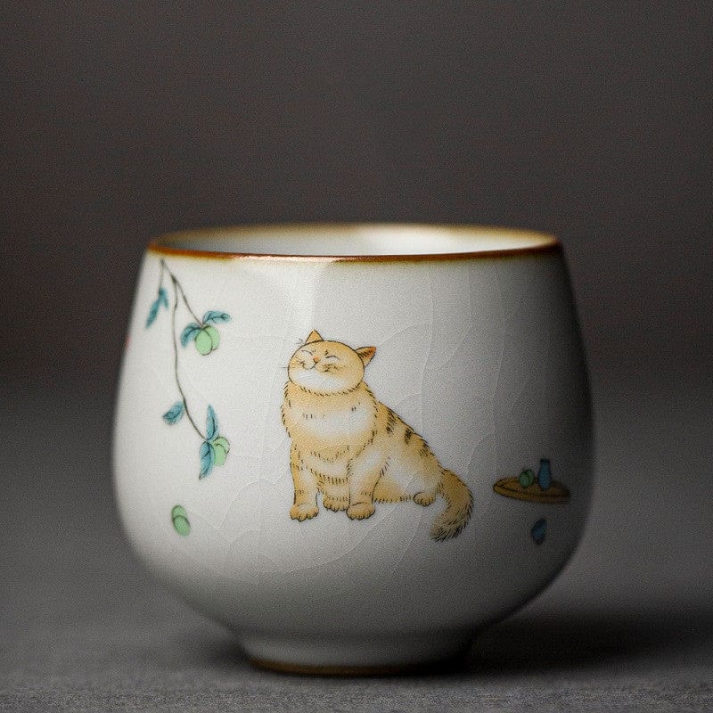 TEA TIME ESSENTIALS TEA Summer Cat Vintage Ru Kiln Petite Harmony Tea Cups