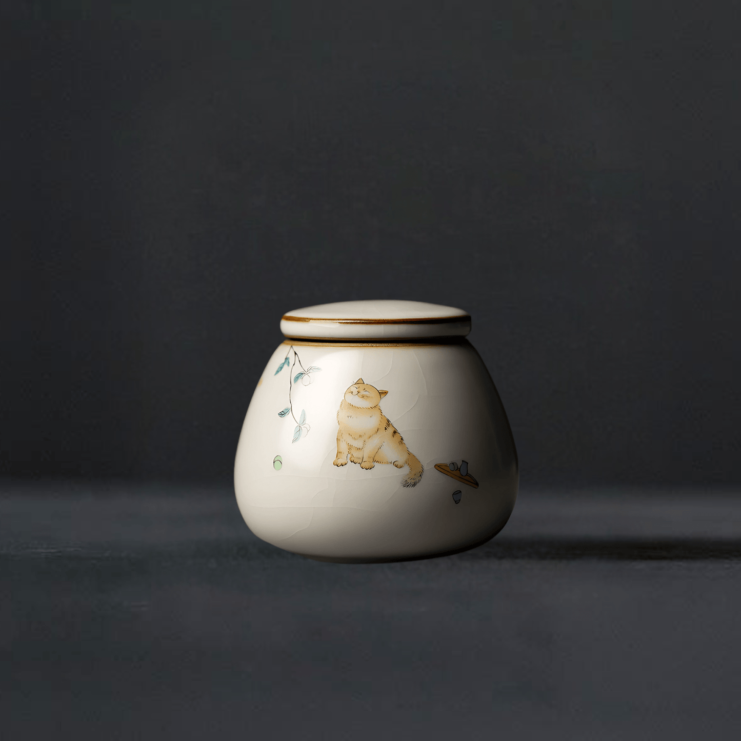TEA TIME ESSENTIALS TEA Summer Cat Vintage Ru Porcelain Tea Jar Collection