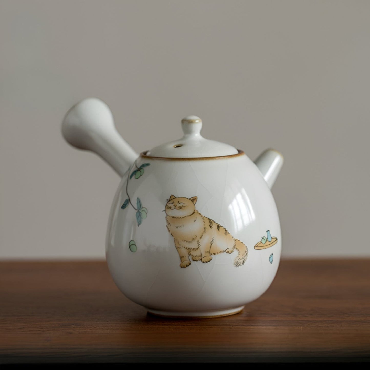 TEA TIME ESSENTIALS TEA Summer Cat Vintage Ru Side Handle Teapot