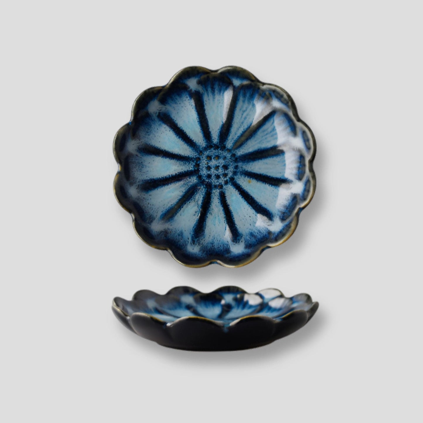 TEA TIME ESSENTIALS TEA Sunflower Blue Lotus Leaf and Sunflower Set - Porcelain Tea Coasters