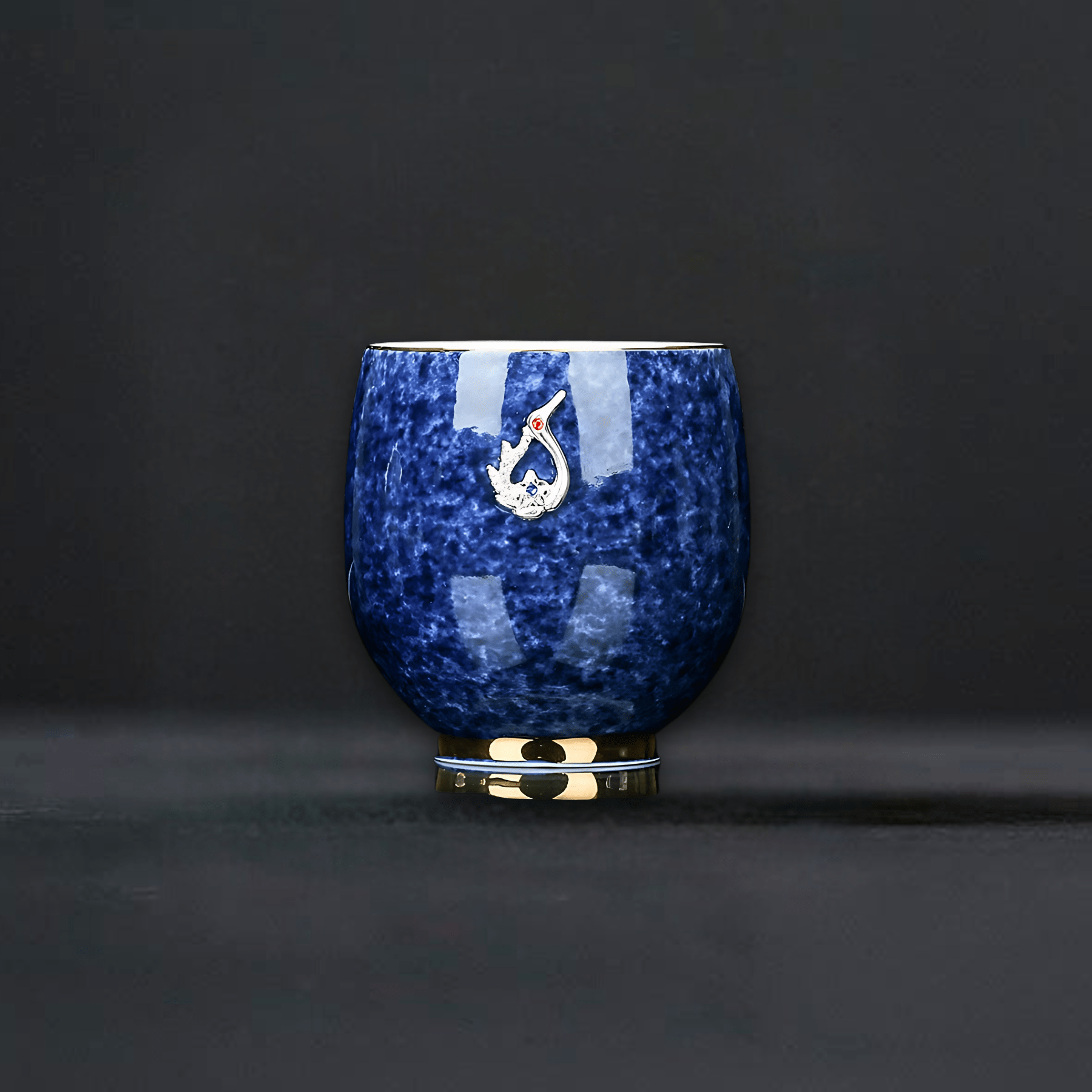 TEA TIME ESSENTIALS TEA Swan Azure Elegance Ceramic Silver-Inlaid Teacup Collection