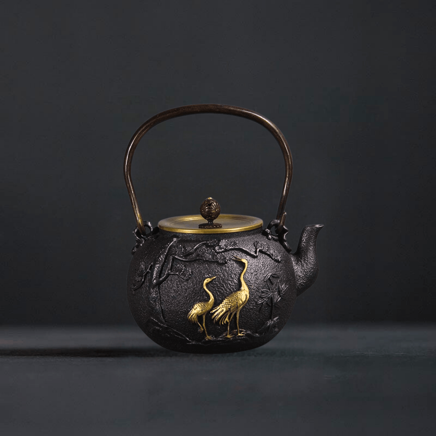 TEA TIME ESSENTIALS TEA Turtle and Crane Enchanting Iron Elegance Traditional Cast Iron Tea Kettle Collection