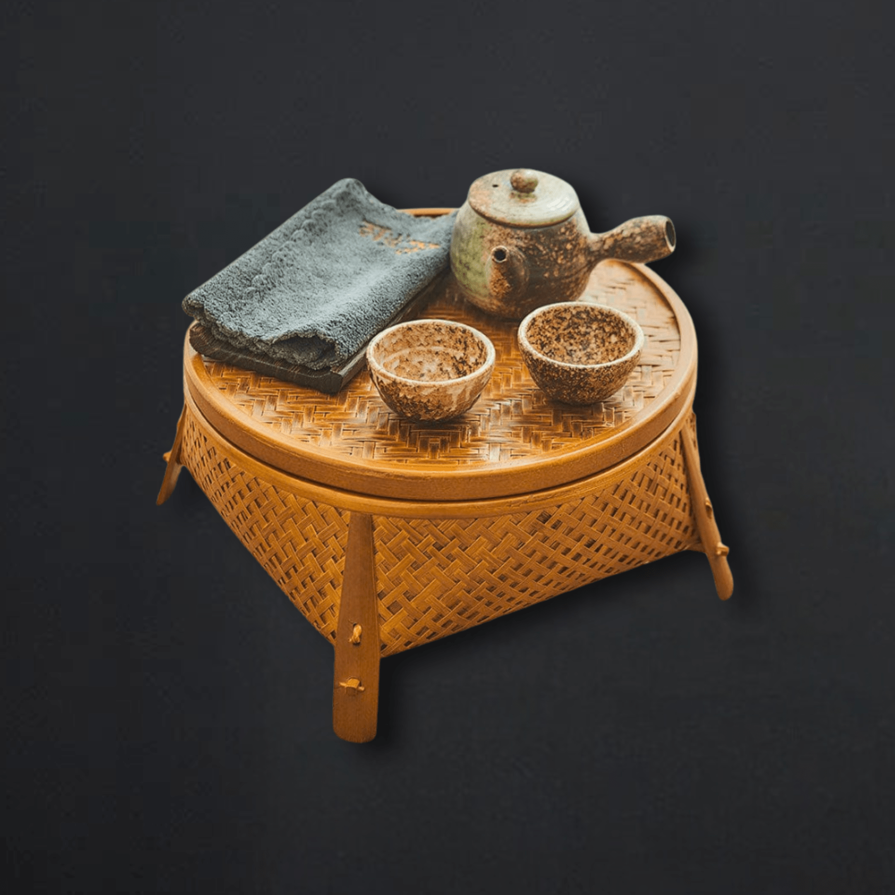 TEA TIME ESSENTIALS TEA Vintage Bamboo Craft Tea Tray Storage Basket