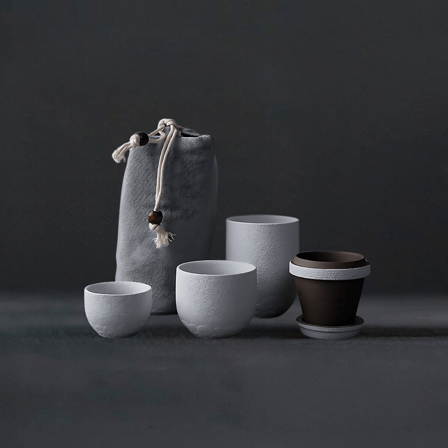 TEA TIME ESSENTIALS TEA White Concentric Kuai Ke Cup: Portable Ceramic Kung Fu Tea Set