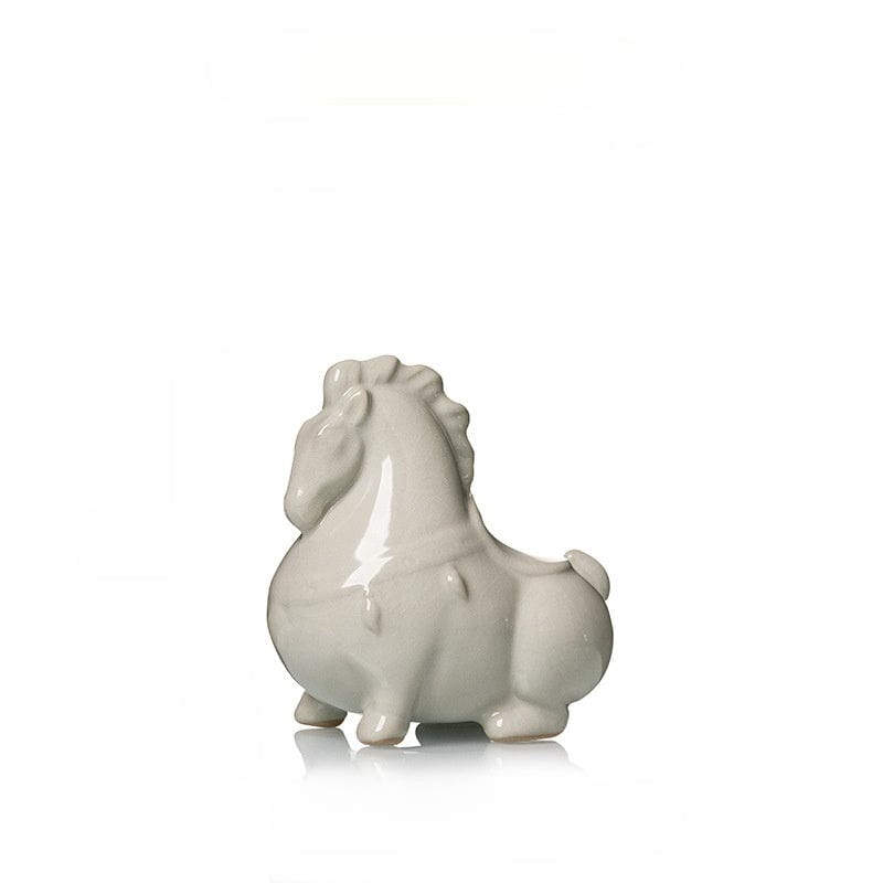 TEA TIME ESSENTIALS TEA White Horse Verdant Equine Ru Ware Ceramic Tea Pet