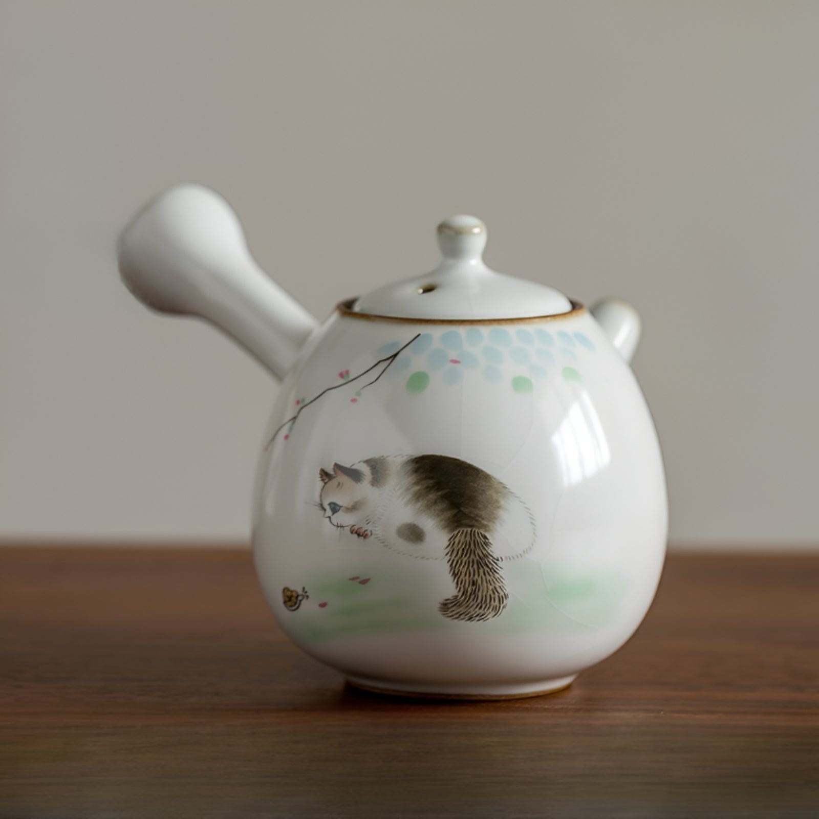 TEA TIME ESSENTIALS TEA Xiaocai Cat Vintage Ru Side Handle Teapot