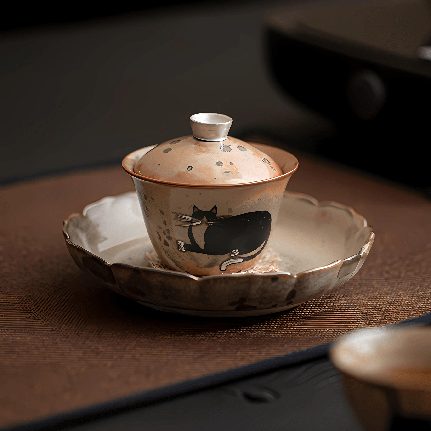 TEA TIME ESSENTIALS TEA Xiuyuan Cat Gaiwan Xiuyuan Cat Retro Gaiwan