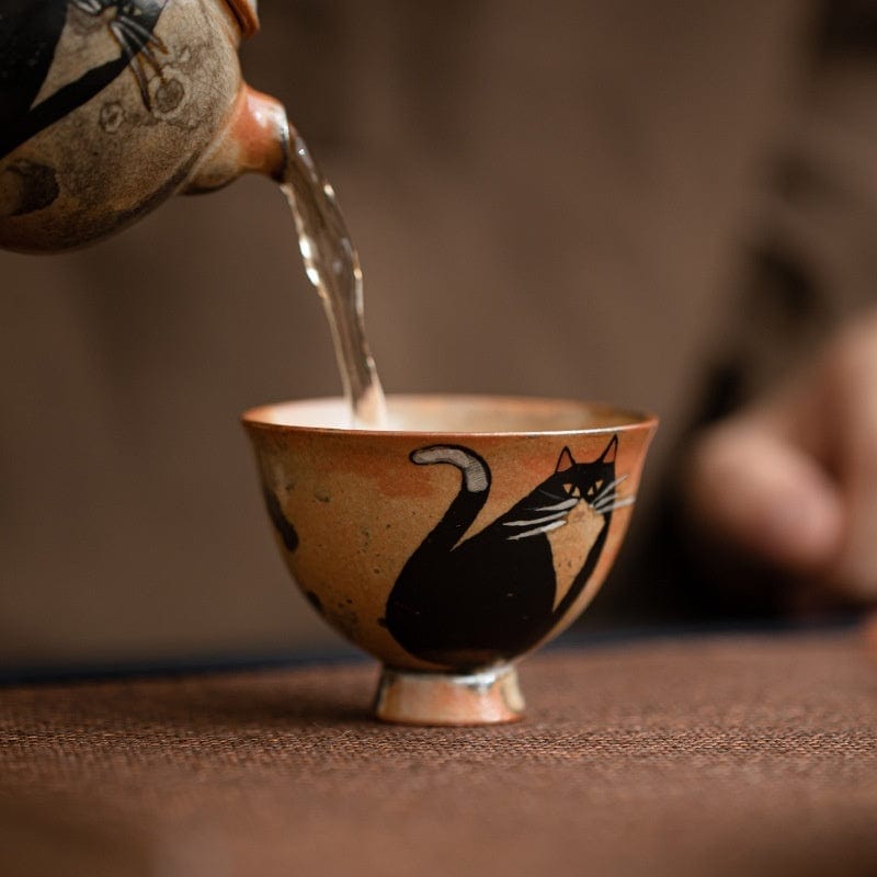 TEA TIME ESSENTIALS TEA Xiuyuan Cat Retro Ceramic Teacup