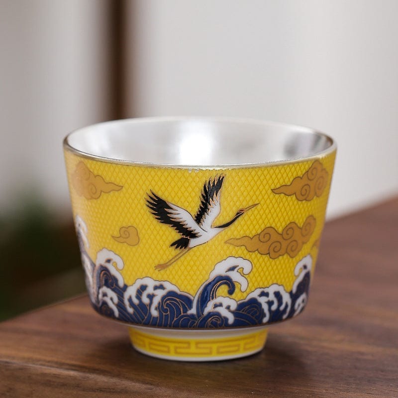 TEA TIME ESSENTIALS TEA Yellow I Crane EssenceElegance Enamelled Tea Tumbler