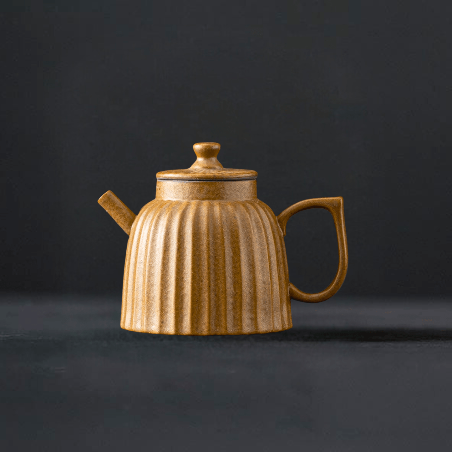 TEA TIME ESSENTIALS TEA Yellow Retro Gilt Iron Glazed Stoneware Teapot