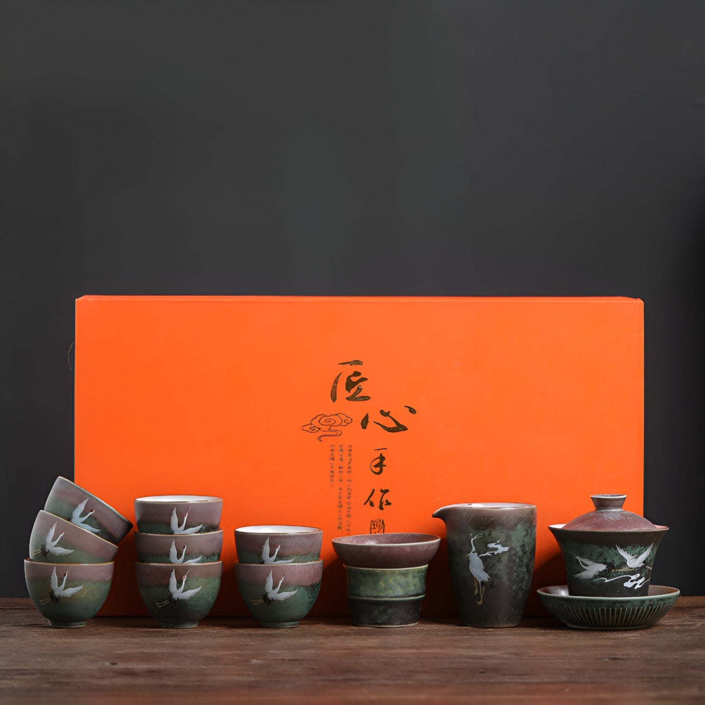 TEA TIME ESSENTIALS TEA Zen Cup 'Harmony in Flight' Chinese Crane Tea Set