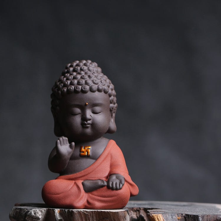 TEA TIME ESSENTIALS TEA Zen Harmony: Small Buddha Statue Ceramic Purple Sand Tea Pet